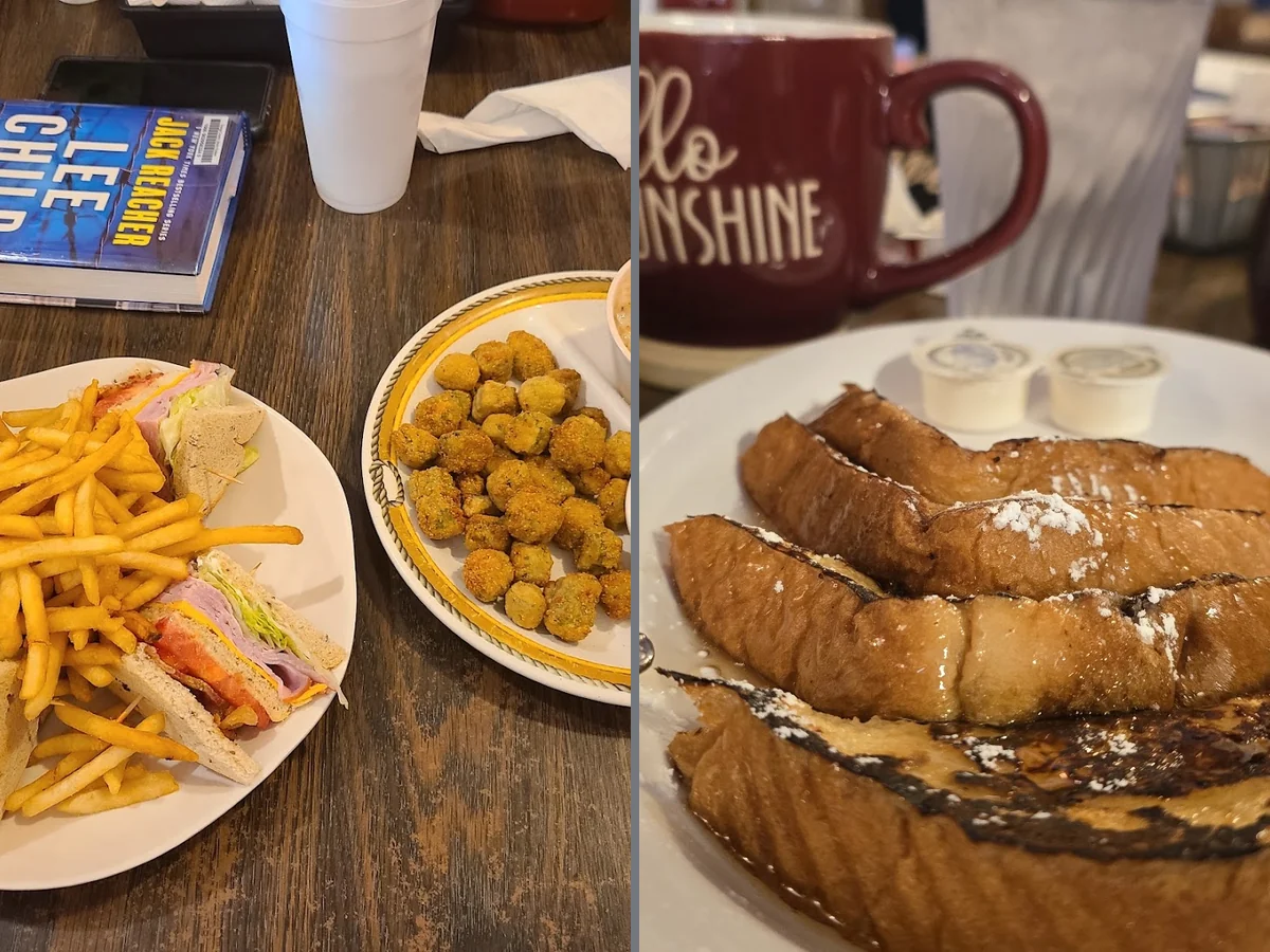 Family-style meals served in a bright dining space.